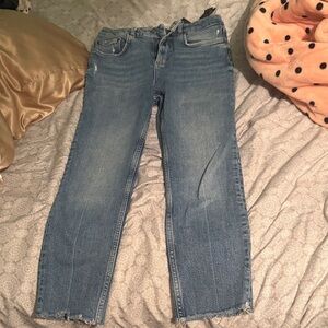 Zara Denim Straight Leg Jeans - Light Blue
